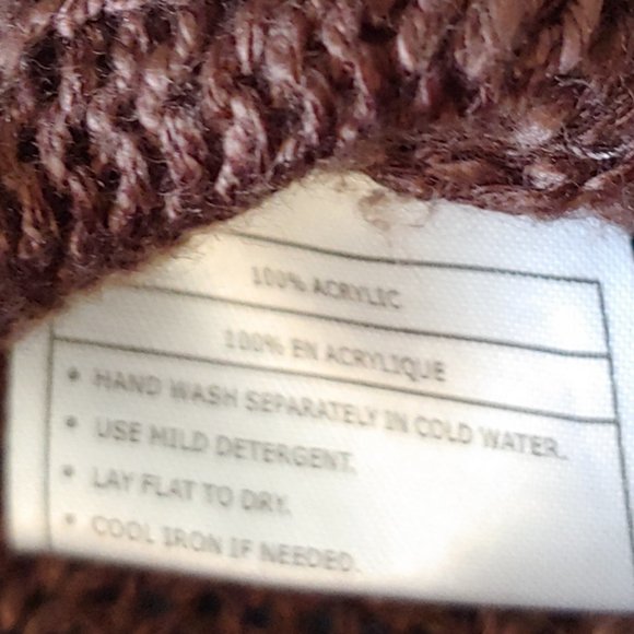 Ariat light weight chocolate brown knit short sleeve sweater with fringe sz s/m - Picture 11 of 12